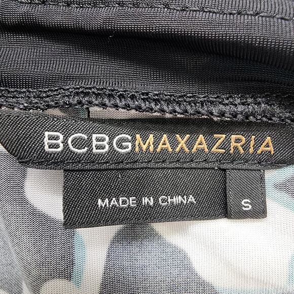 BCBGMAXAZRIA Skirt Womens S Black White Blue Floral Stretch Rayon Casual Pencil - Picture 5 of 11